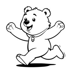 Simple vector illustration of Bear drawing for kids colouring page