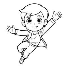 Cute vector illustration Boy doodle for kids colouring page