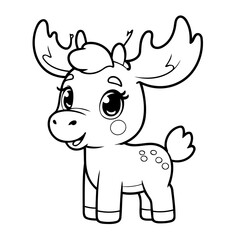 Simple vector illustration of Moose drawing colouring activity