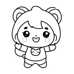 Vector illustration of a cute Kawaii drawing for kids page