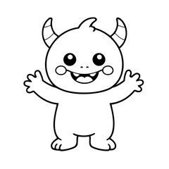 Vector illustration of a cute Monster doodle for toddlers colouring page