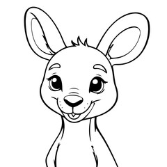 Cute vector illustration Kangaroo drawing for toddlers colouring page