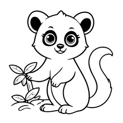 Vector illustration of a cute Lemur drawing for colouring page