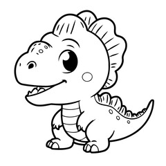 Cute vector illustration Dino for kids colouring worksheet
