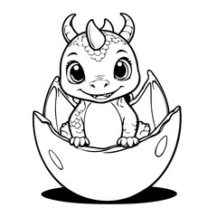 Simple vector illustration of Dragon hand drawn for toddlers