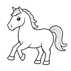 Cute vector illustration Horse drawing for kids colouring activity