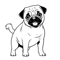 Simple vector illustration of Pug drawing for toddlers coloring activity