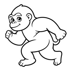 Obraz premium Cute vector illustration Gorilla doodle for toddlers coloring activity