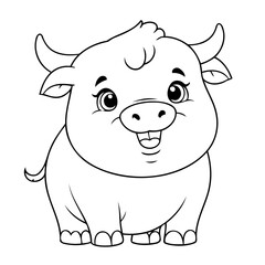 Simple vector illustration of Bull drawing for toddlers book