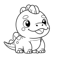 Vector illustration of a cute Dino drawing for kids colouring page