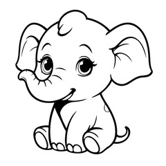 Simple vector illustration of Elephant drawing for toddlers book