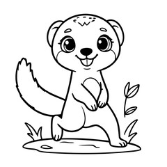 Vector illustration of a cute Meerkat drawing for colouring page