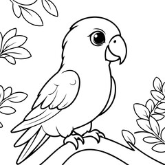 Simple vector illustration of Parrot for kids coloring page