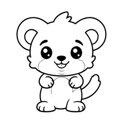 Fototapeta premium Vector illustration of a cute Palmerian doodle for toddlers coloring activity