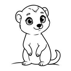 Simple vector illustration of Meerkat drawing for kids page