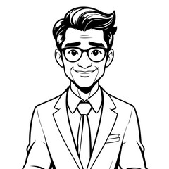 Vector illustration of a cute Man drawing for toddlers coloring activity