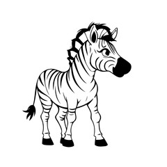 Vector illustration of a cute Zebra doodle for kids coloring worksheet