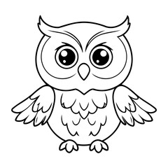Cute vector illustration Owl drawing for kids colouring page
