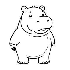 Vector illustration of a cute Hippo doodle for kids colouring page