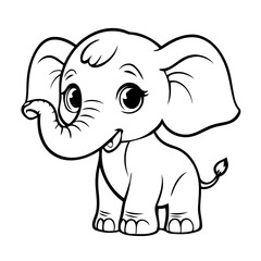 Fototapeta premium Cute vector illustration Elephant for children colouring activity
