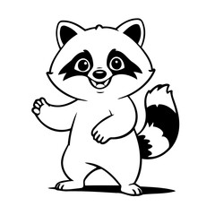 Vector illustration of a cute Raccoon doodle for kids colouring page