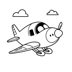 Simple vector illustration of Plane drawing colouring activity
