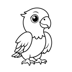 Vector illustration of a cute Parrot doodle for children worksheet