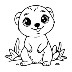 Vector illustration of a cute Meerkat drawing for toddlers coloring activity