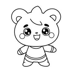 Simple vector illustration of Kawaii drawing for kids page