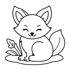 Vector illustration of a cute Fox drawing for toddlers book