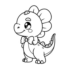 Fototapeta premium Cute vector illustration Dino drawing for colouring page