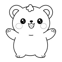 Simple vector illustration of Kawaii drawing for kids colouring page