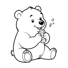 Cute vector illustration Bear drawing for colouring page