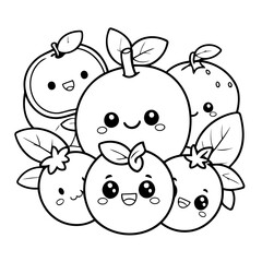 Cute vector illustration Kawaii doodle for toddlers colouring page