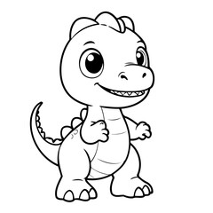 Vector illustration of a cute Dino drawing for toddlers coloring activity