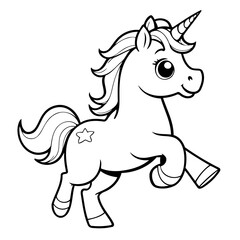Vector illustration of a cute Unicorn drawing for toddlers book