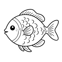 Simple vector illustration of Fish hand drawn for toddlers