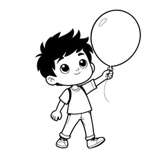 Simple vector illustration of Boy doodle for toddlers worksheet