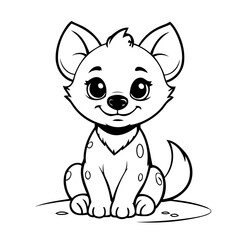 Simple vector illustration of Hyena hand drawn for kids coloring page