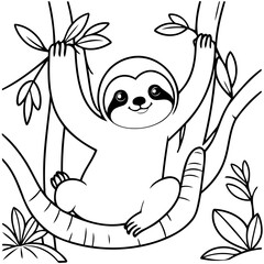 Vector illustration of a cute Sloth doodle for children worksheet