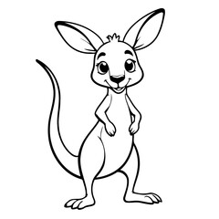 Cute vector illustration Kangaroo drawing for children page