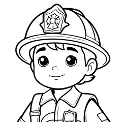 Simple vector illustration of Firefighter drawing for toddlers coloring activity
