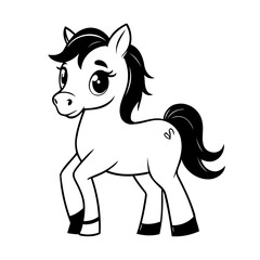 Vector illustration of a cute Horse drawing colouring activity