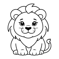 Cute vector illustration Lion for kids colouring page