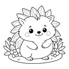 Simple vector illustration of Hedgehog drawing for toddlers coloring activity