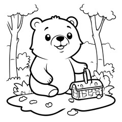 Cute vector illustration Bear hand drawn for kids coloring page