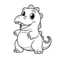 Vector illustration of a cute Dino drawing for toddlers colouring page