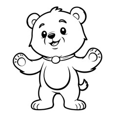 Cute vector illustration Bear drawing for kids page