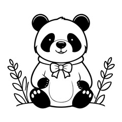 Cute vector illustration Bear drawing for colouring page