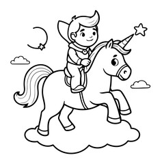 Cute vector illustration Horseman hand drawn for kids coloring page